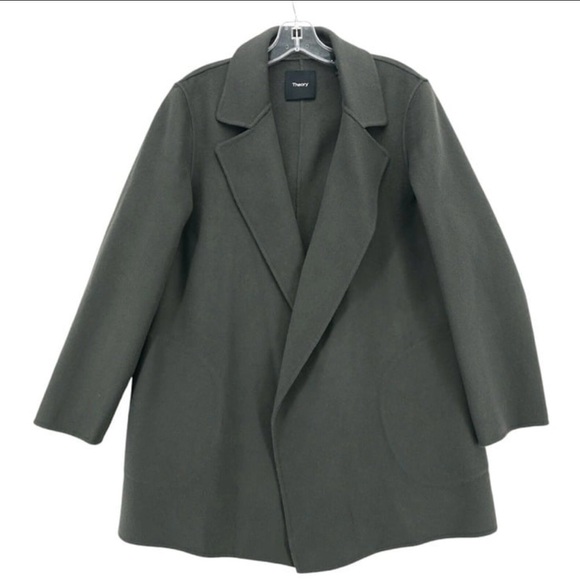 Women's Theory Clairene open-front wool jacket, hunter green, size Medium - Picture 1 of 7